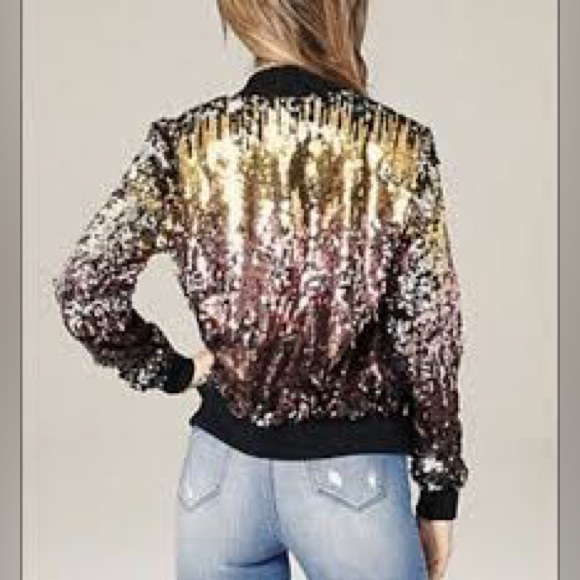 Bebe Sequin Ombre Bomber Jacket ⭐️ - Picture 2 of 5